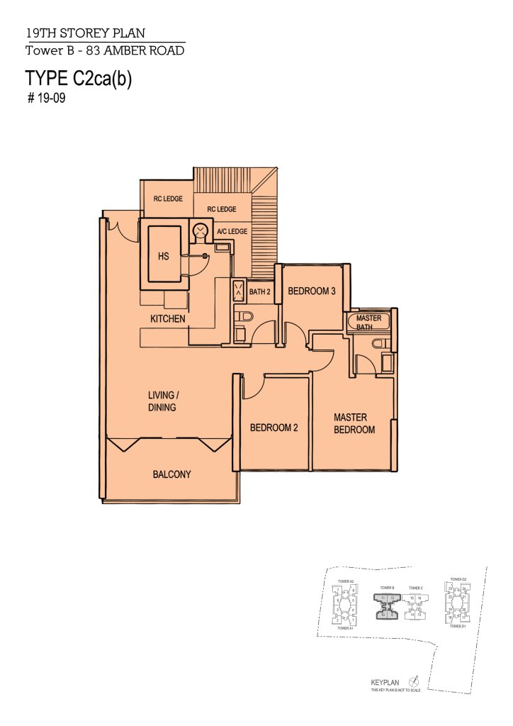 The Shore Residences floor plan Type C2cab, 1141 sqft, Marine Parade, Singapore