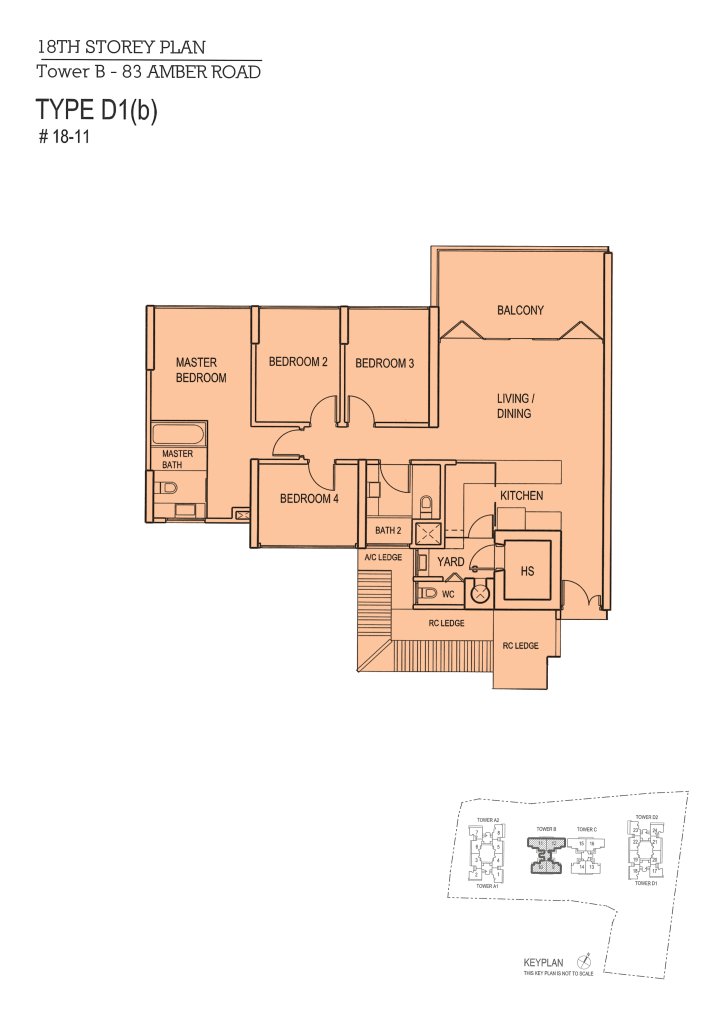 The Shore Residences floor plan Type D1b, 1432 sqft, Marine Parade, Singapore
