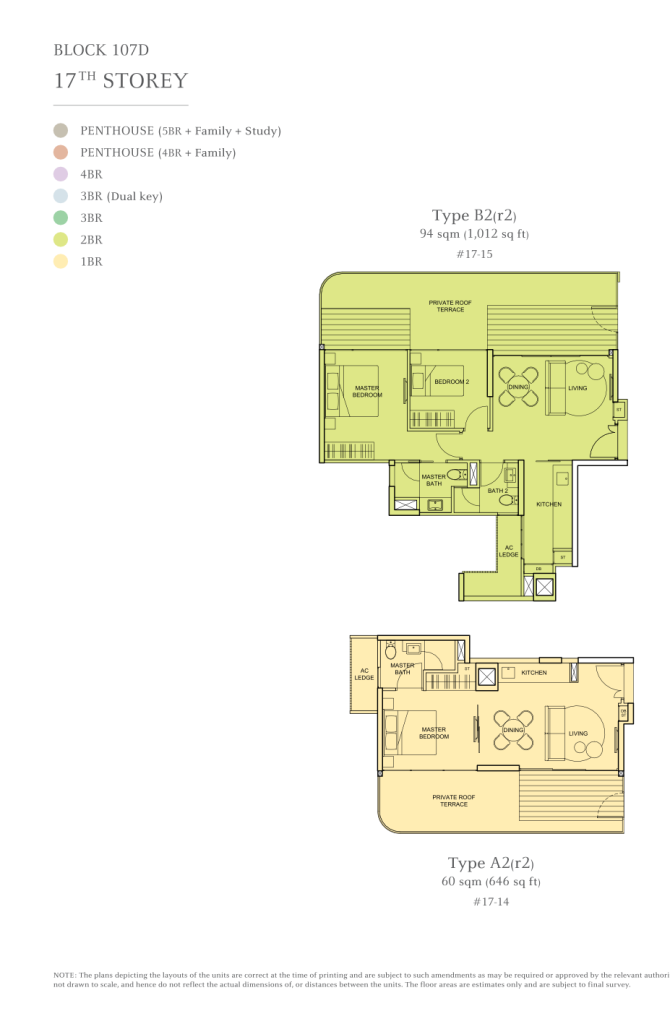 The Tembusu floor plan Type B2r2, 1012 sqft, Hougang, Singapore