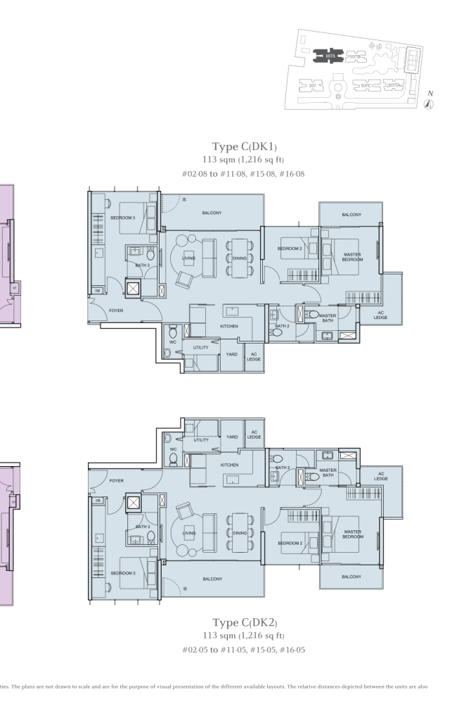 The Tembusu floor plan Type CDK1, 1216 sqft, Hougang, Singapore