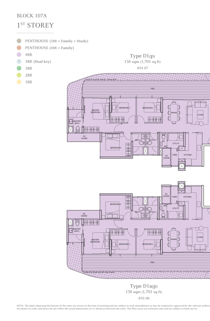 The Tembusu floor plan Type D1p, 1701 sqft, Hougang, Singapore