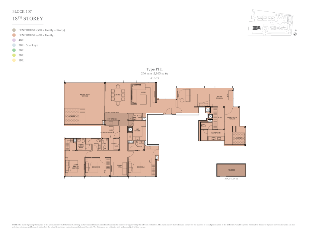 The Tembusu floor plan Type PH1, 2863 sqft, Hougang, Singapore