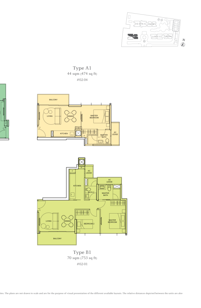The Tembusu floor plan Type A1, 474 sqft, Hougang, Singapore