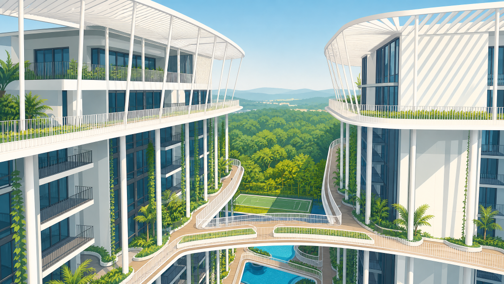 The Tembusu curved tower facade
