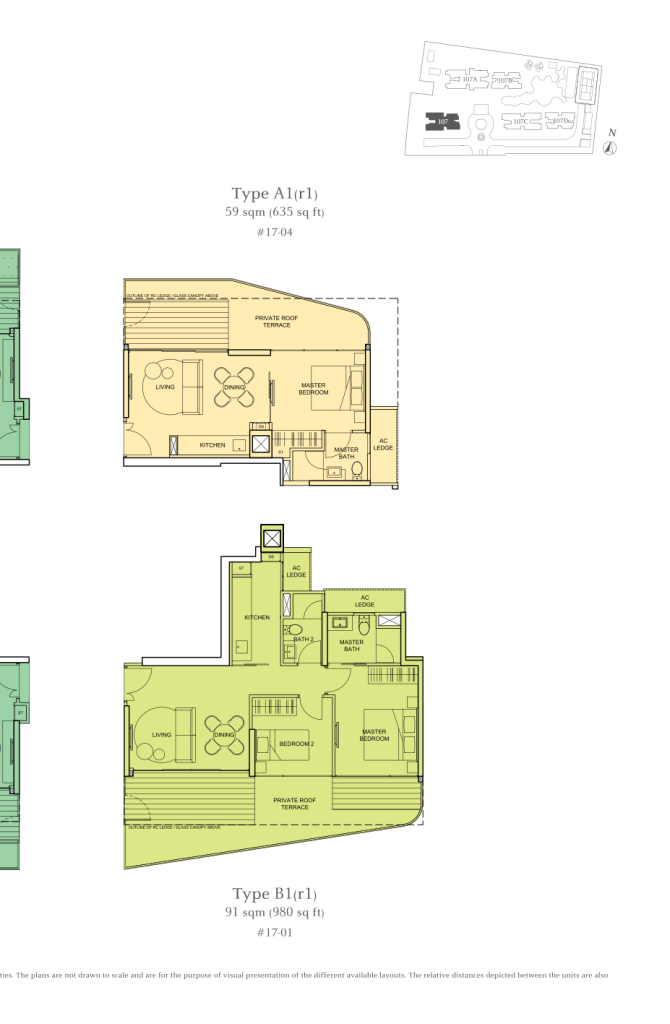 The Tembusu floor plan Type A1r1, 635 sqft, Hougang, Singapore