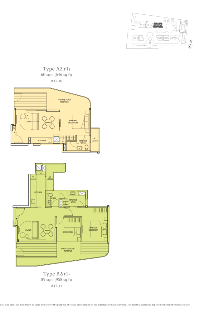 The Tembusu floor plan Type A2r1, 646 sqft, Hougang, Singapore