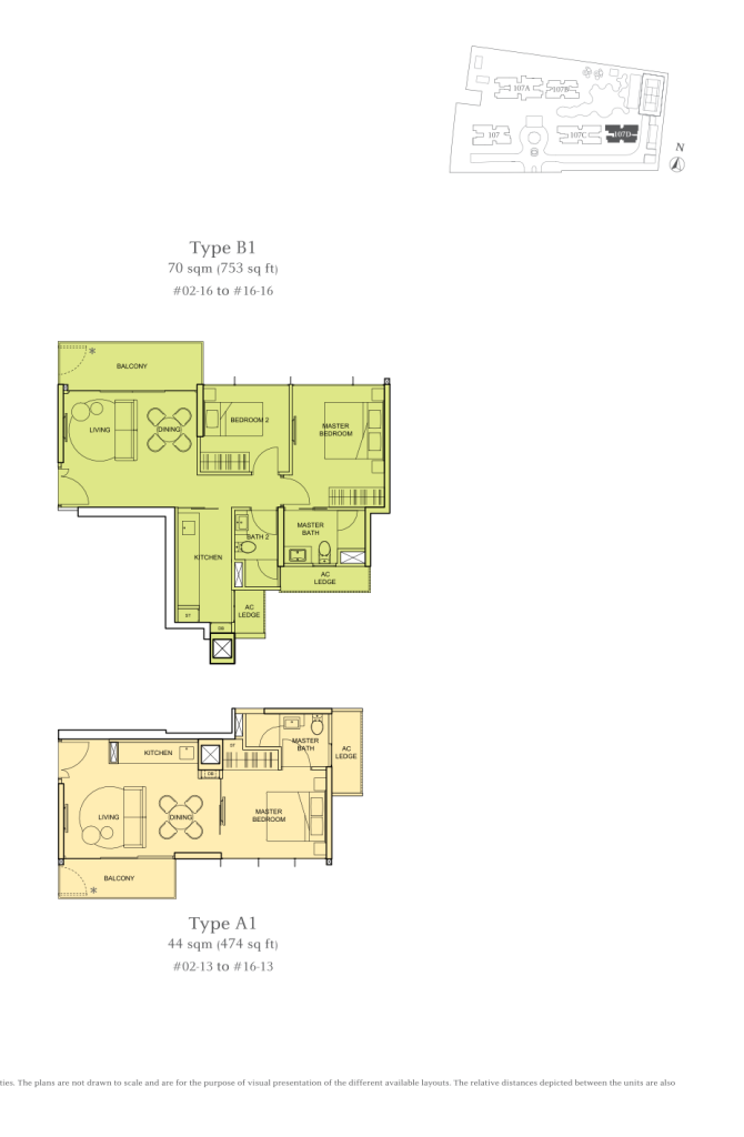 The Tembusu floor plan Type B1, 753 sqft, Hougang, Singapore