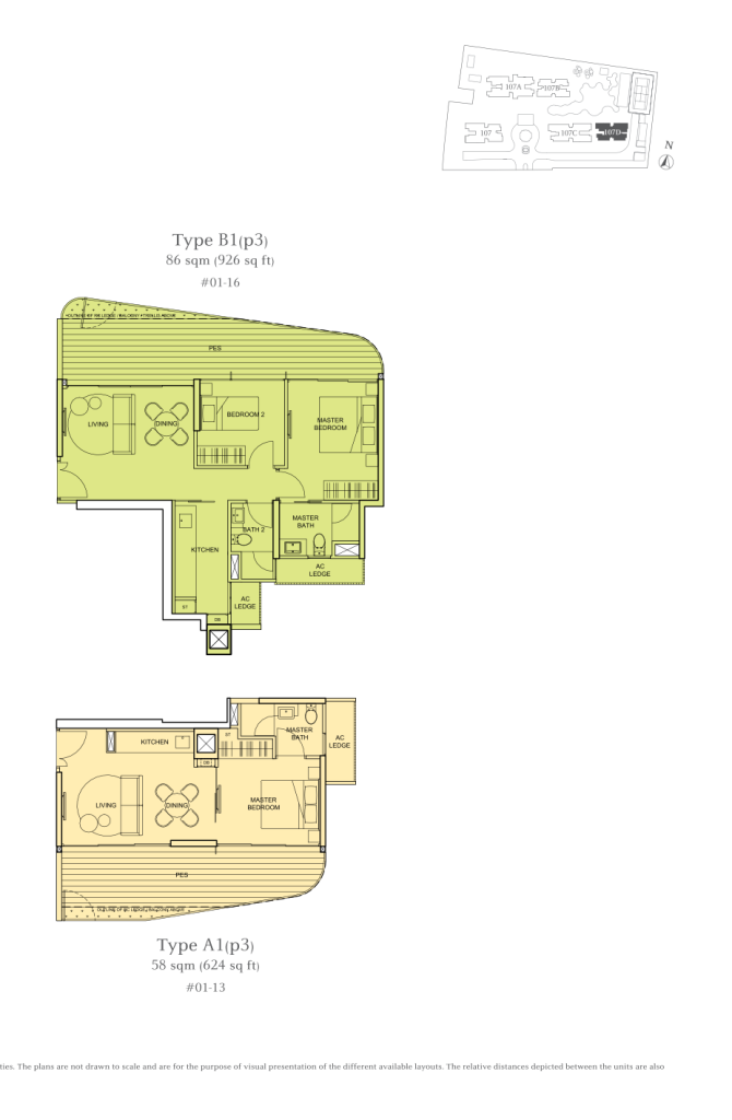The Tembusu floor plan Type B1p3, 926 sqft, Hougang, Singapore