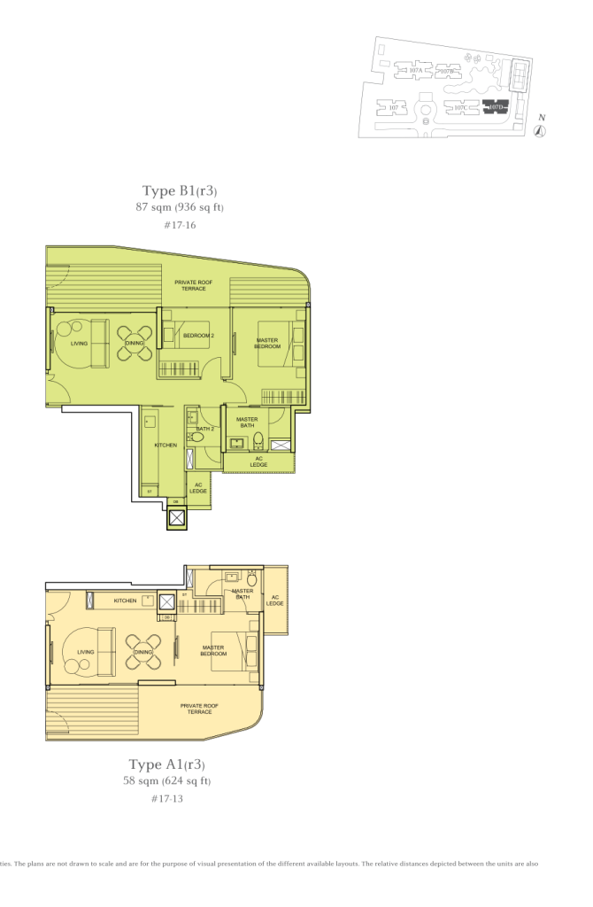 The Tembusu floor plan Type B1r3, 936 sqft, Hougang, Singapore