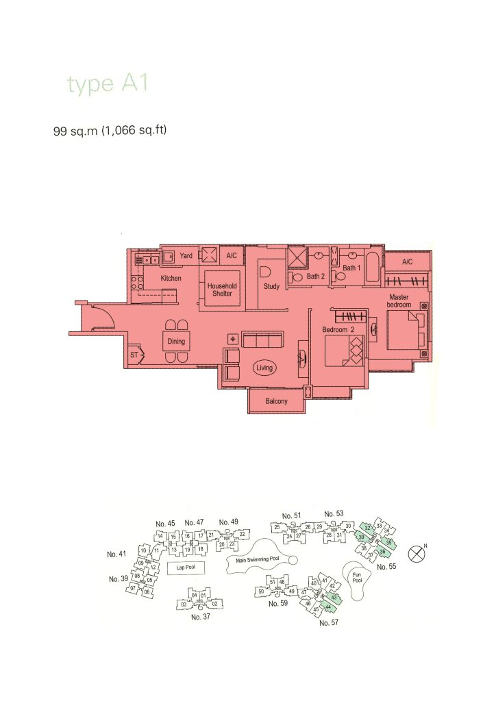 The Warren floor plan 1,066 sqft Type A1