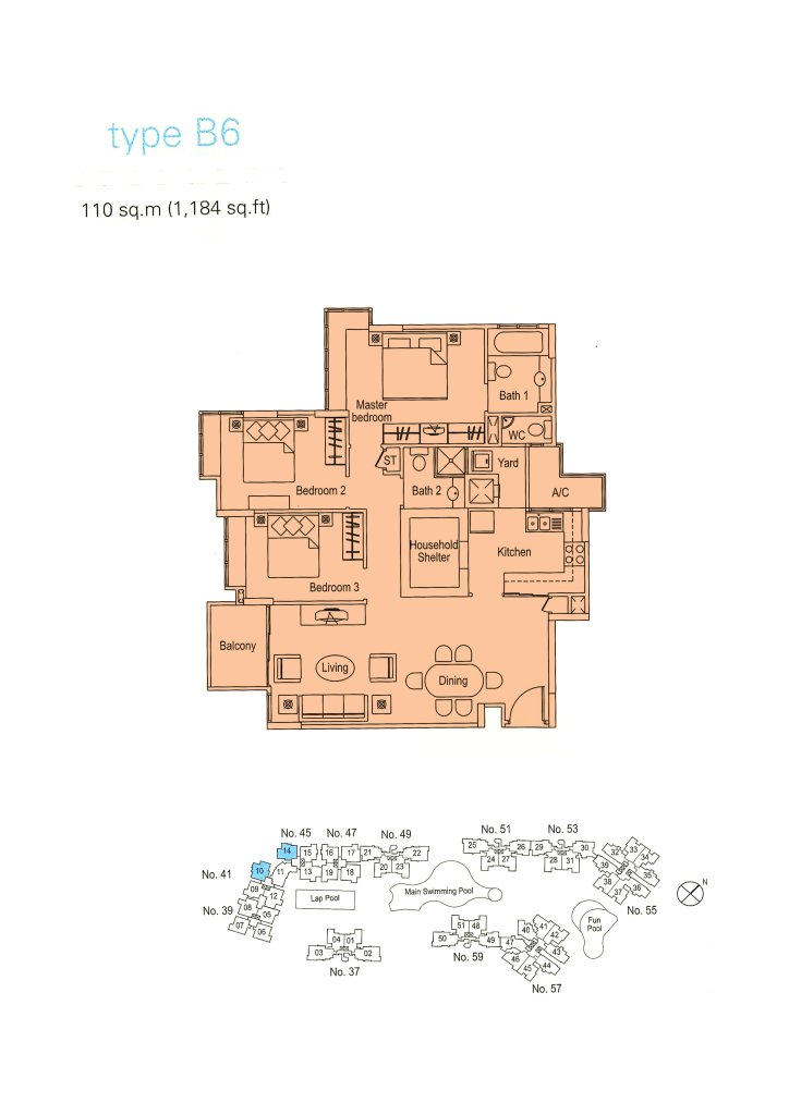 The Warren floor plan 1,184 sqft Type B6