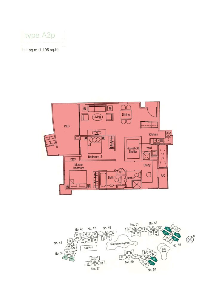 The Warren floor plan 1,195 sqft Type A2p