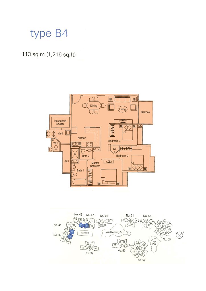 The Warren floor plan 1,216 sqft Type B4