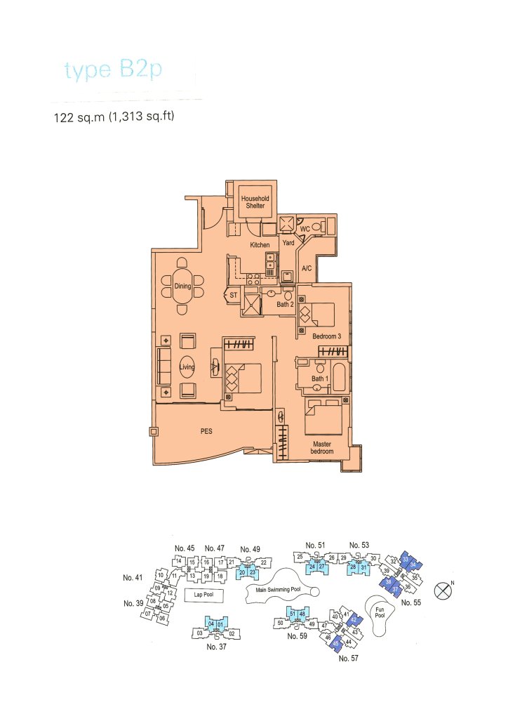 The Warren floor plan 1,313 sqft Type B2p