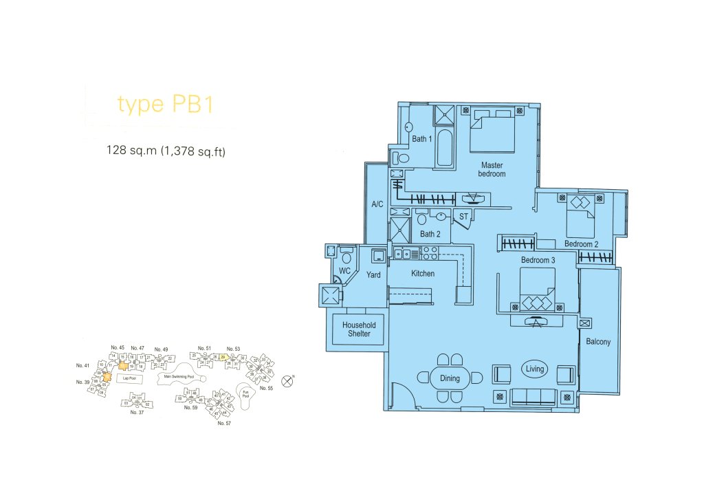 The Warren floor plan 1,378 sqft Type PB1