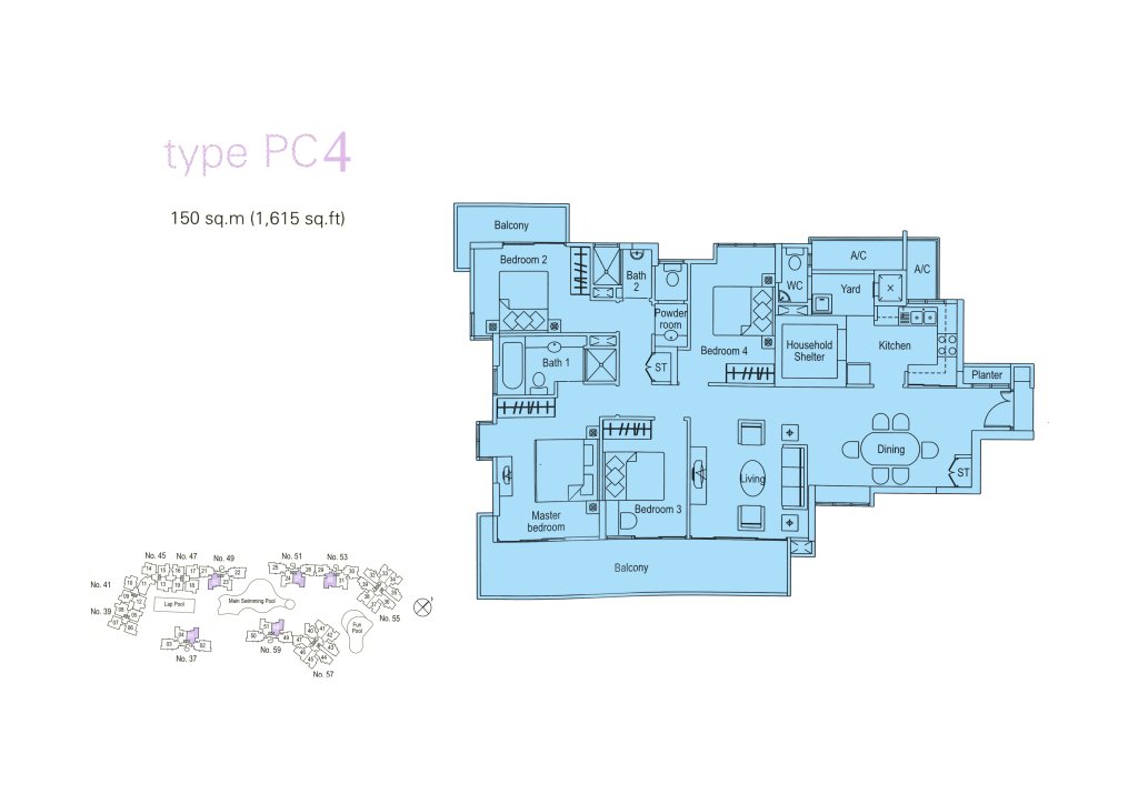 The Warren floor plan 1,615 sqft Type PC4