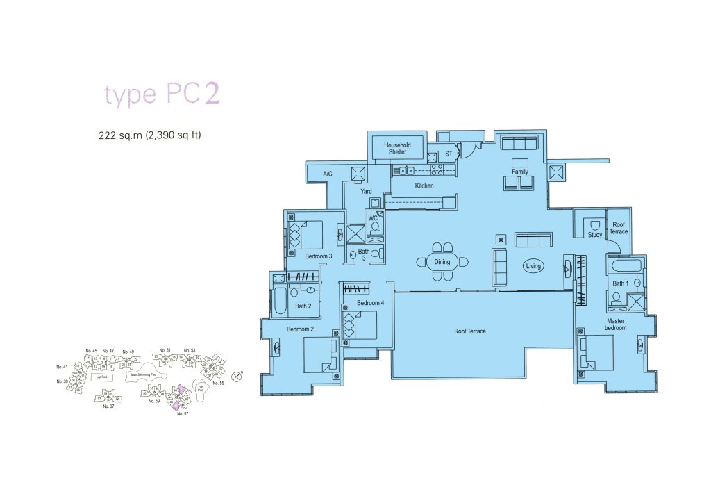 The Warren floor plan 2,390 sqft Type PC2
