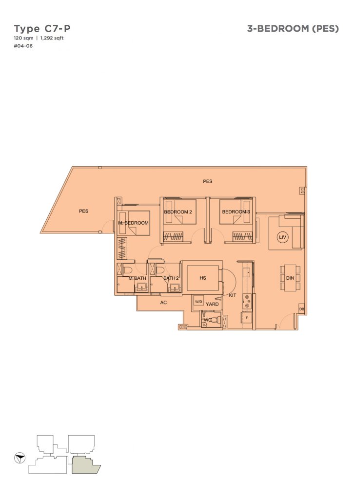 Uptown @ Farrer floor plan 1,292 sqft Type C7-P