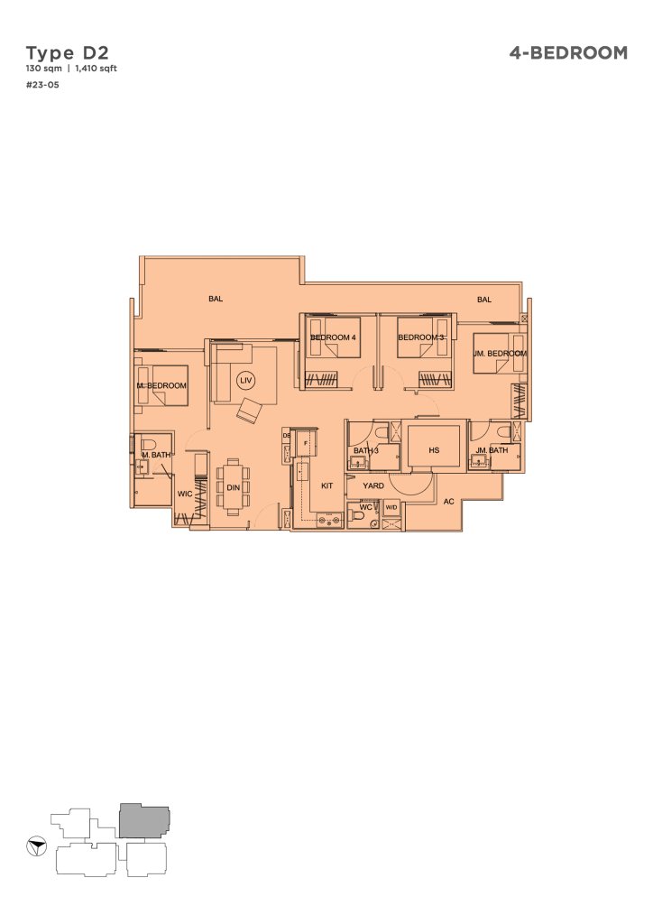 Uptown @ Farrer floor plan 1,399 sqft Type D2
