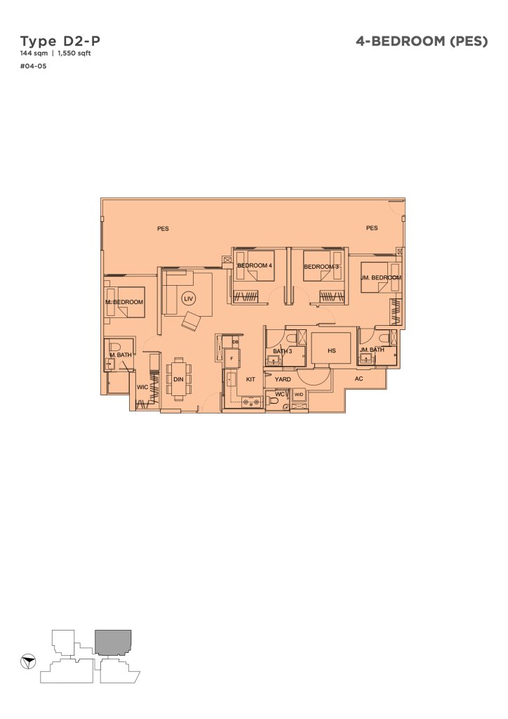 Uptown @ Farrer floor plan 1,550 sqft Type D2-P