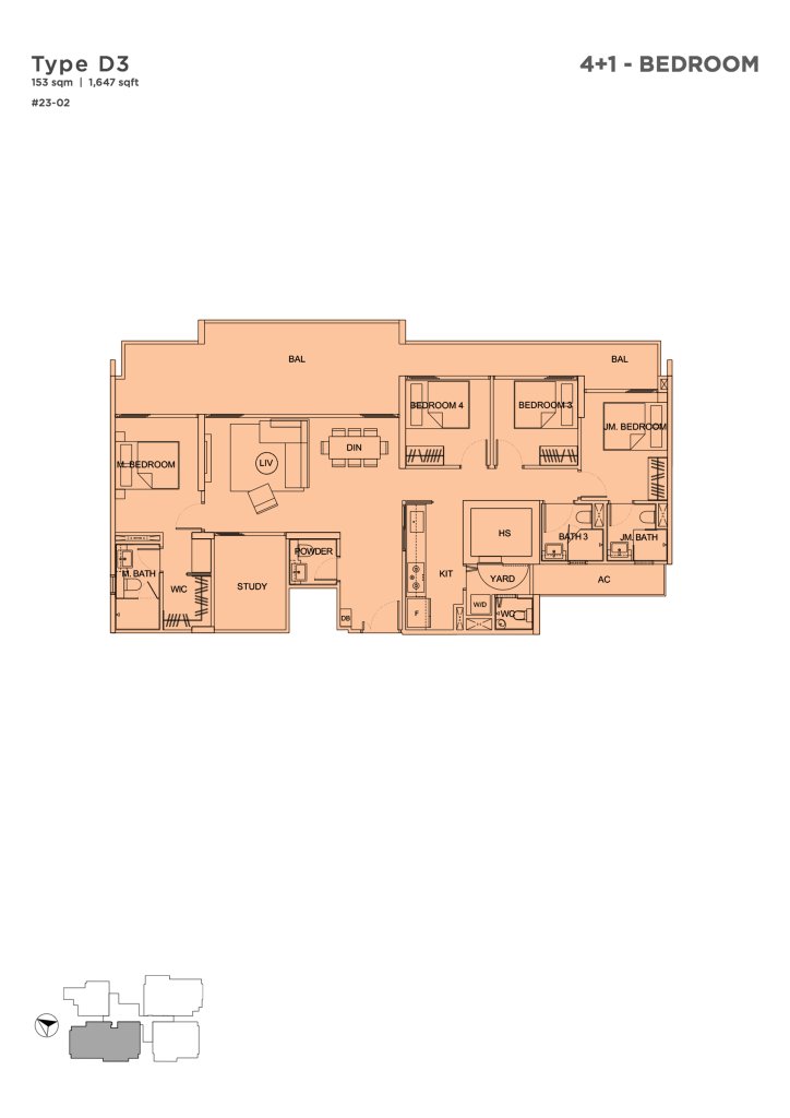 Uptown @ Farrer floor plan 1,647 sqft Type D3