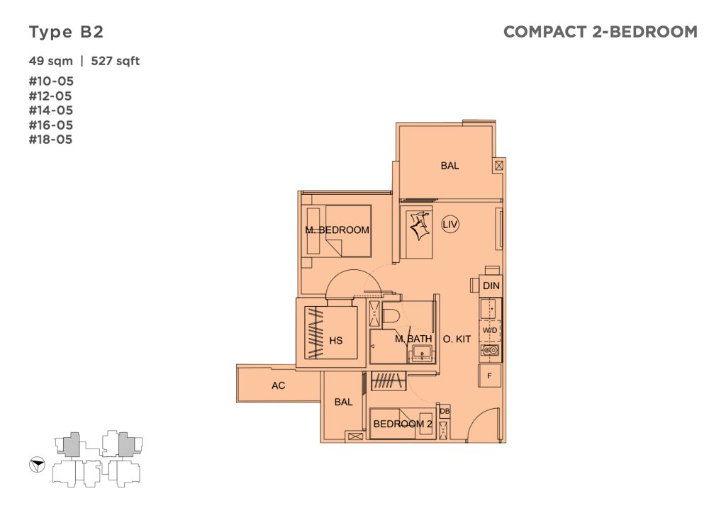 Uptown @ Farrer floor plan 527 sqft Type B2