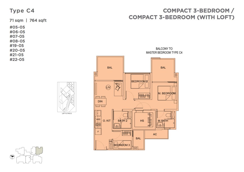 Uptown @ Farrer floor plan 764 sqft Type C4