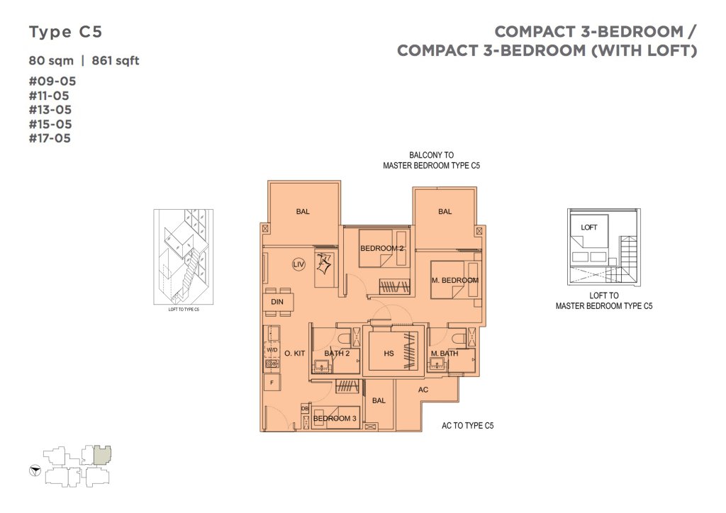 Uptown @ Farrer floor plan 861 sqft Type C5