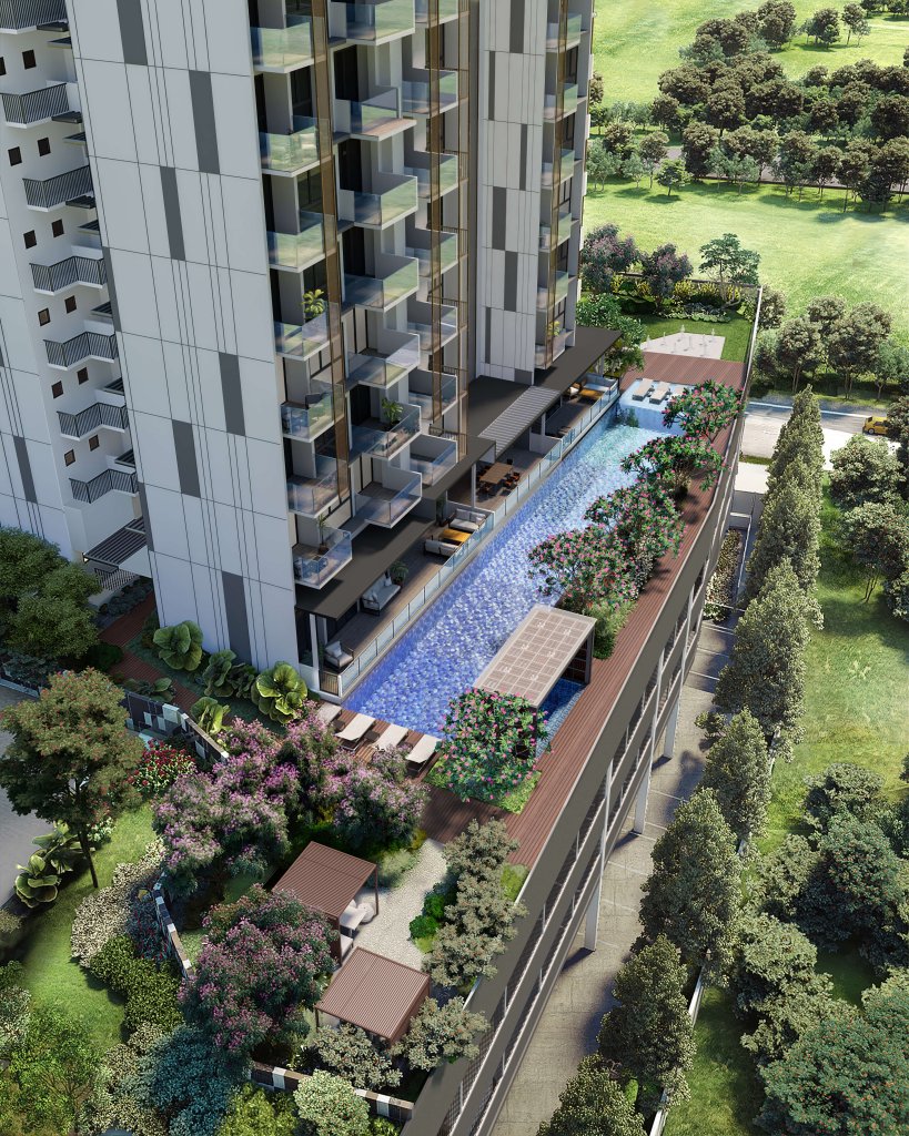 Uptown @ Farrer aerial view of the pool beside the tower