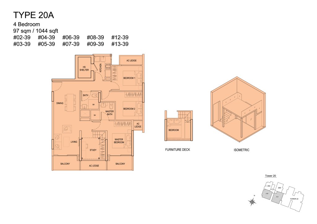 Urban Vista floor plan 1,044 sqft Type 20A