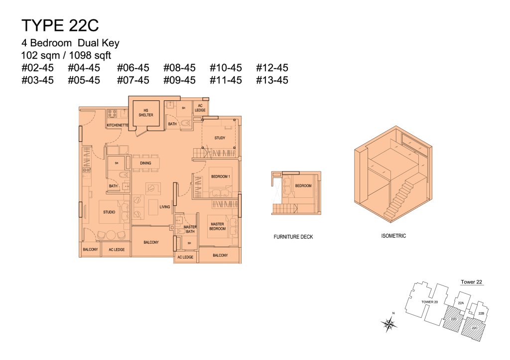 Urban Vista floor plan 1,098 sqft Type 22C
