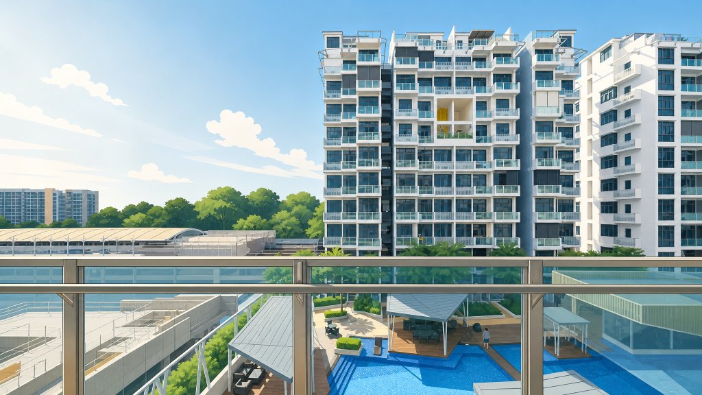 Urban Vista balcony view over the pool deck