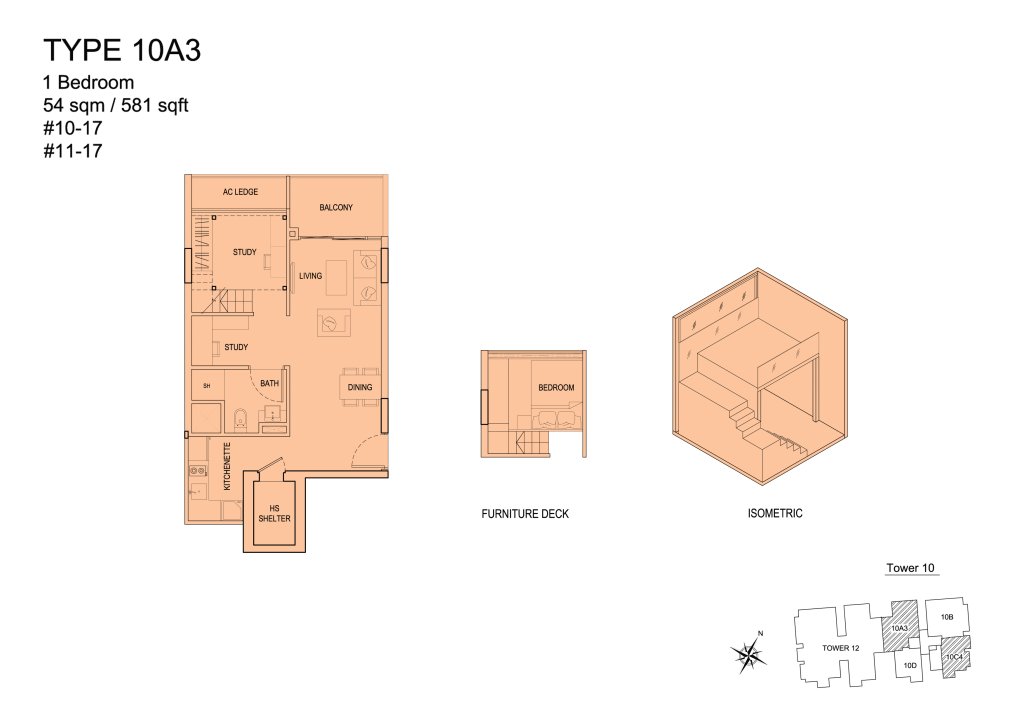 Urban Vista floor plan 581 sqft Type 10A3