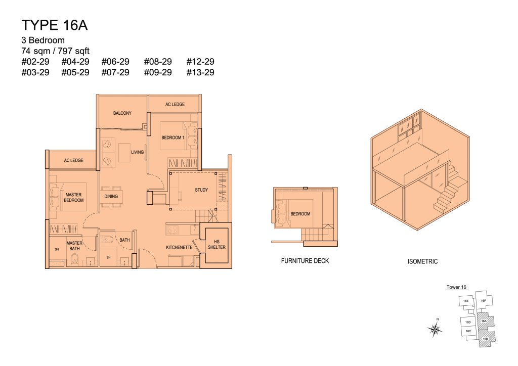 Urban Vista floor plan 797 sqft Type 16A