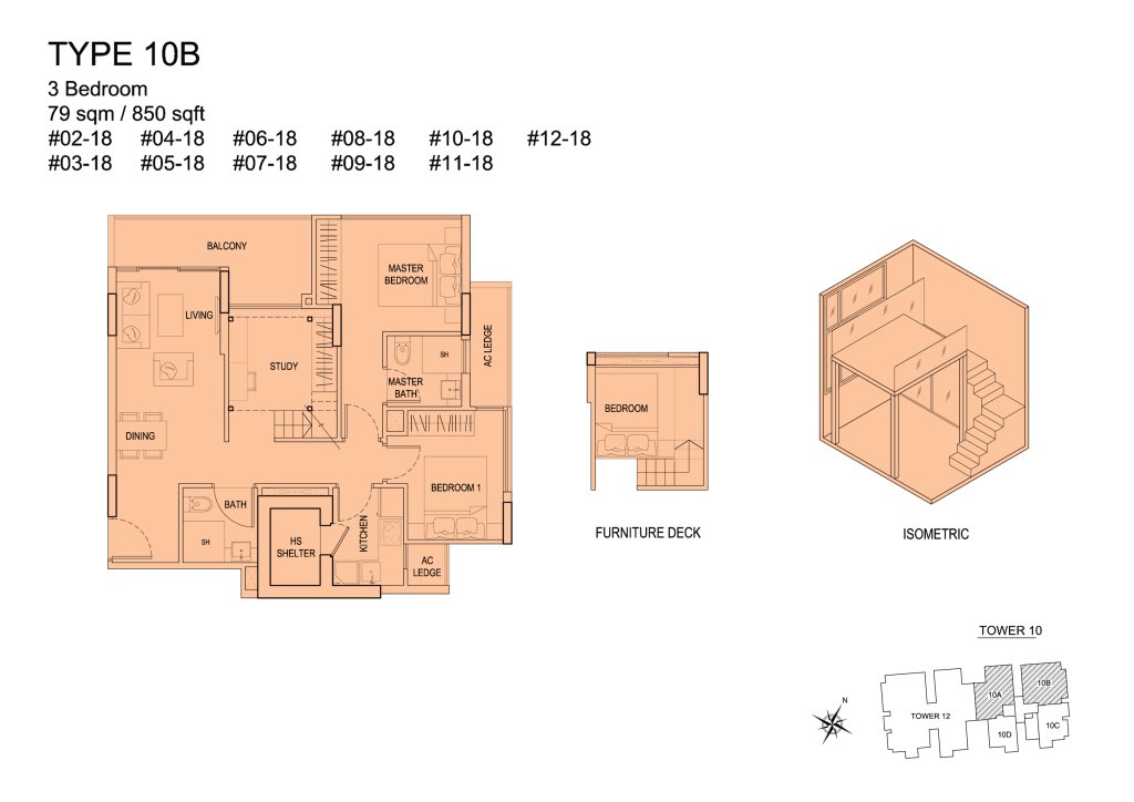 Urban Vista floor plan 850 sqft Type 10B