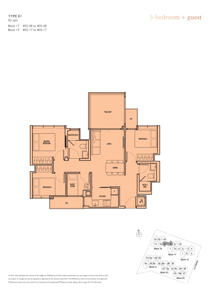 View at Kismis floor plan 883 sqft Type E1