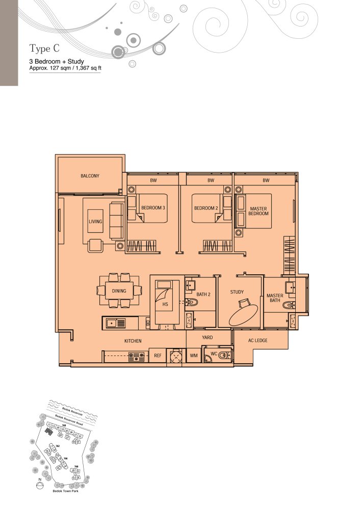 Waterfront Waves floor plan 1,367 sqft Type C