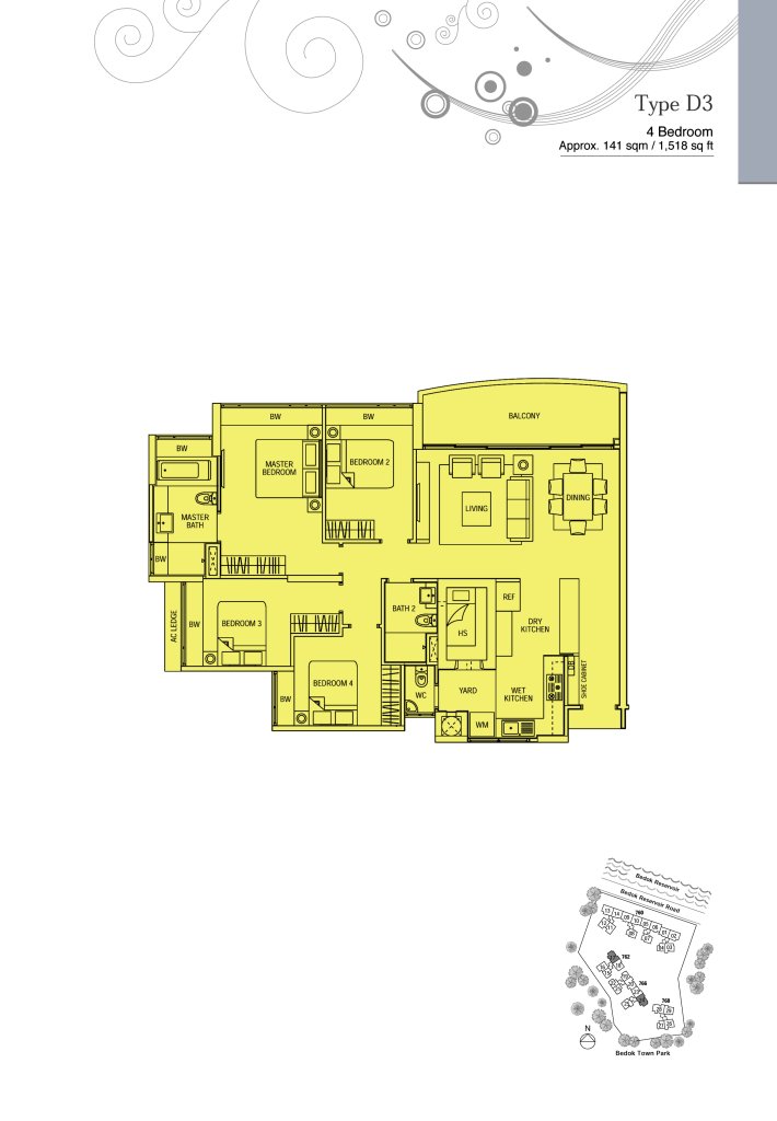 Waterfront Waves floor plan 1,518 sqft Type D3