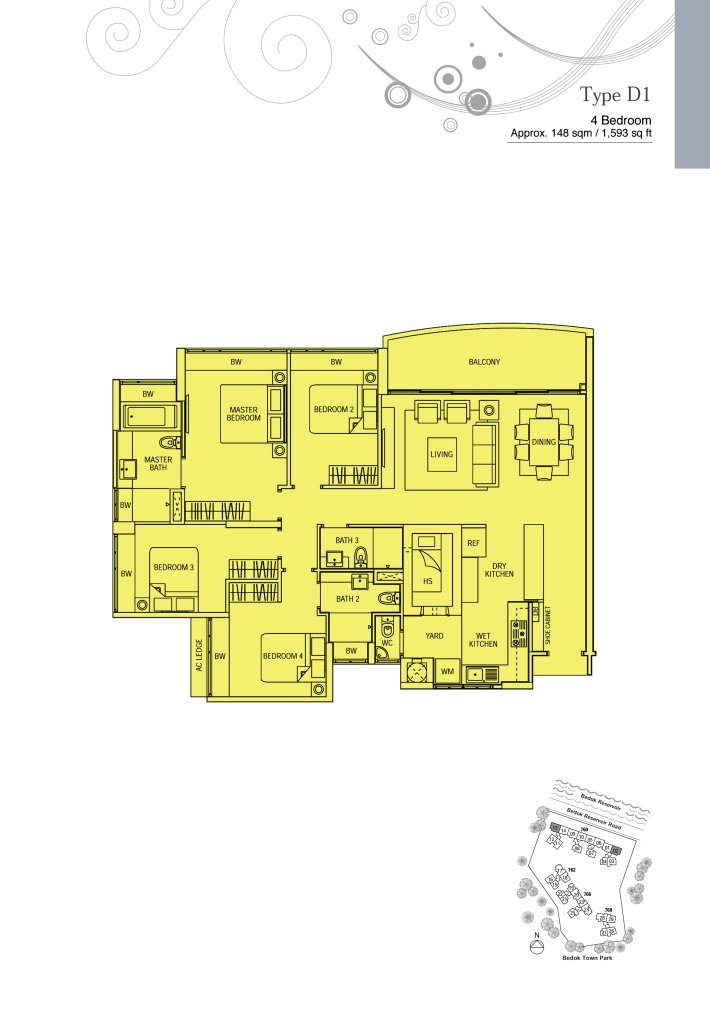 Waterfront Waves floor plan 1,593 sqft Type D1