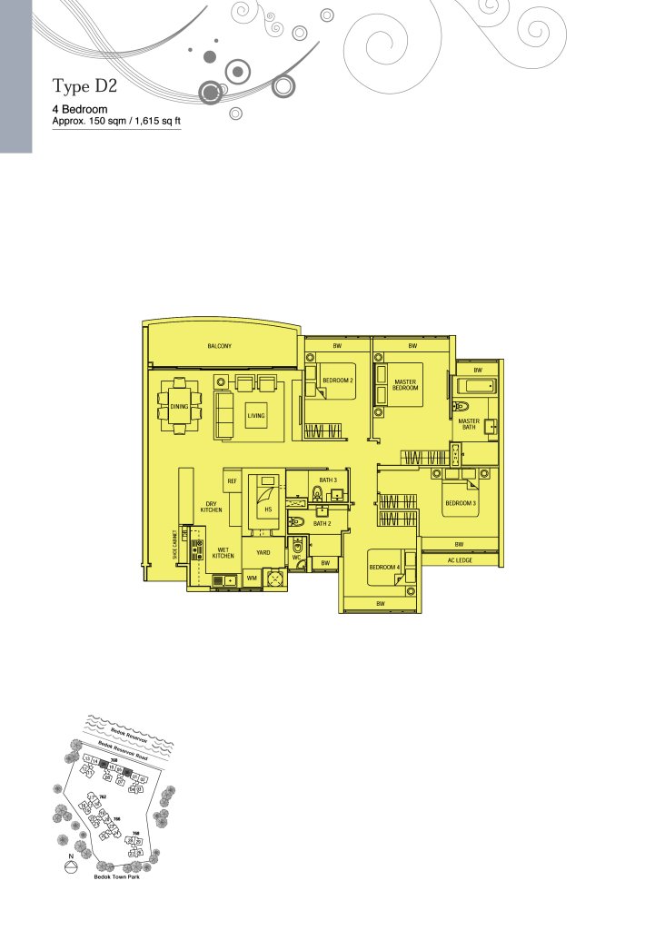 Waterfront Waves floor plan 1,615 sqft Type D2