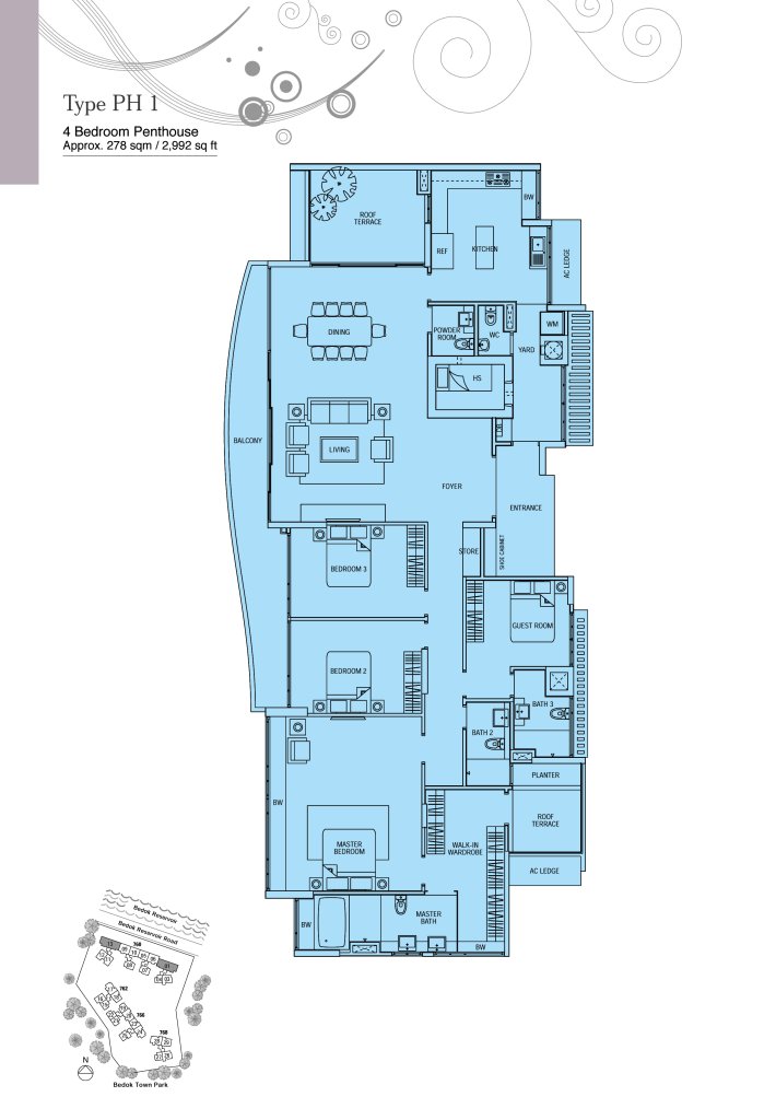 Waterfront Waves floor plan 2,992 sqft Type PH1