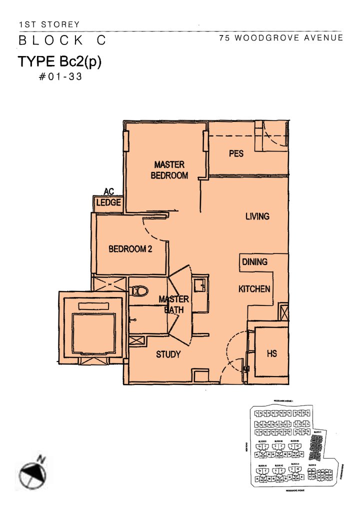 Woodhaven floor plan 732 sqft Type Bc2(p)