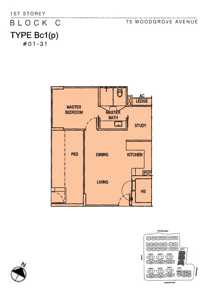 Woodhaven floor plan 807 sqft Type Bc1(p)
