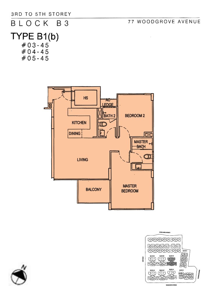 Woodhaven floor plan 850 sqft Type B1(b)