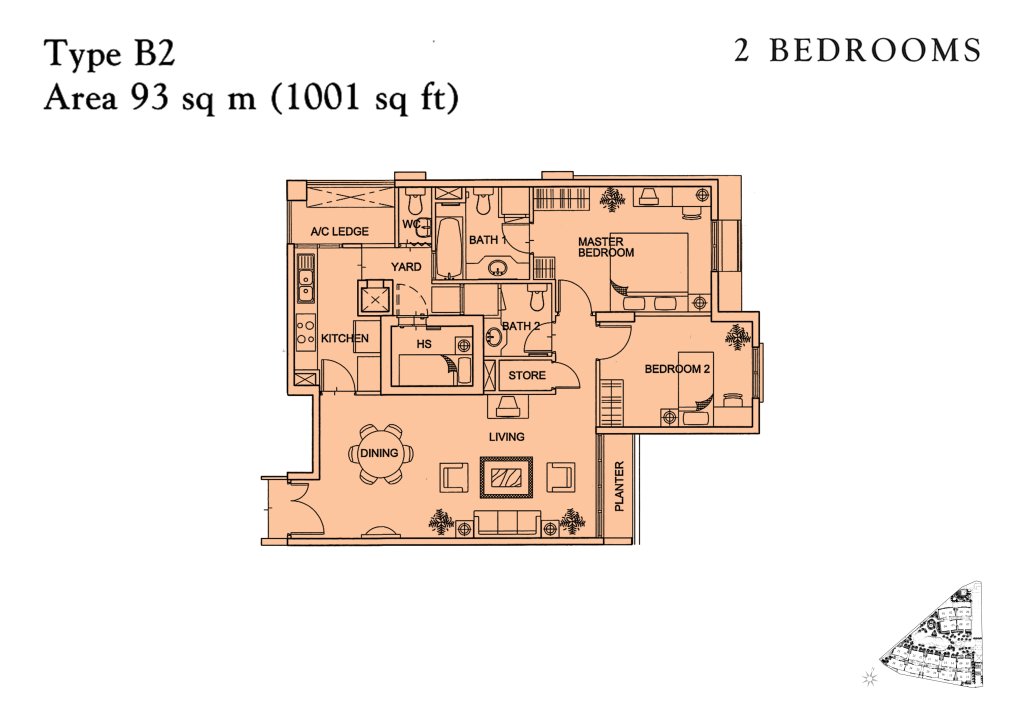 Yishun Sapphire floor plan 1,001 sqft Type B2