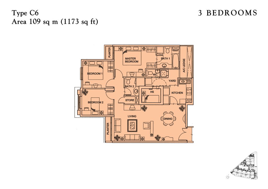 Yishun Sapphire floor plan 1,173 sqft Type C6