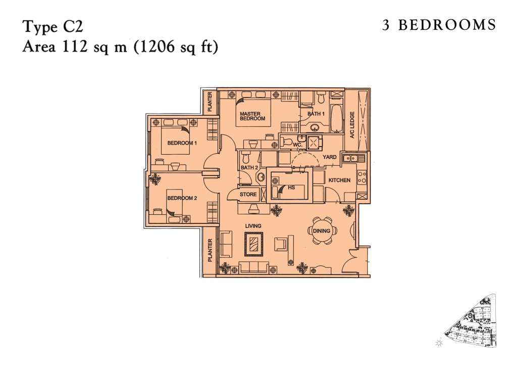 Yishun Sapphire floor plan 1,206 sqft Type C2