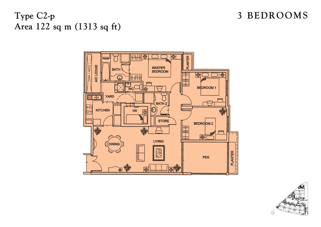 Yishun Sapphire floor plan 1,313 sqft Type C2-p