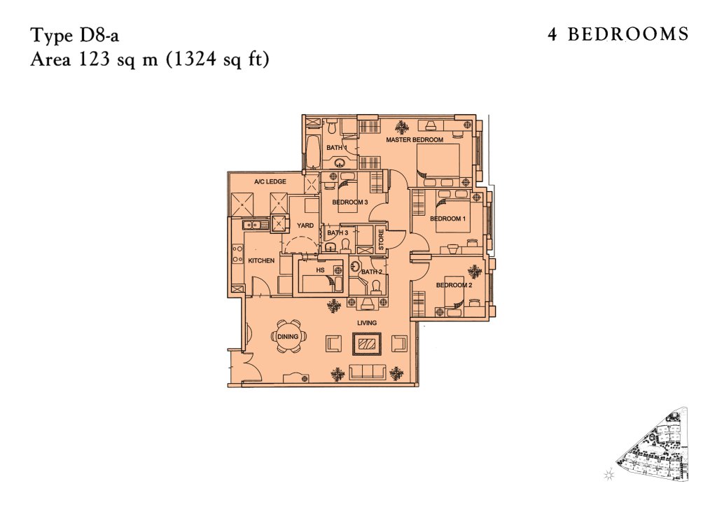 Yishun Sapphire floor plan 1,324 sqft Type D8-a