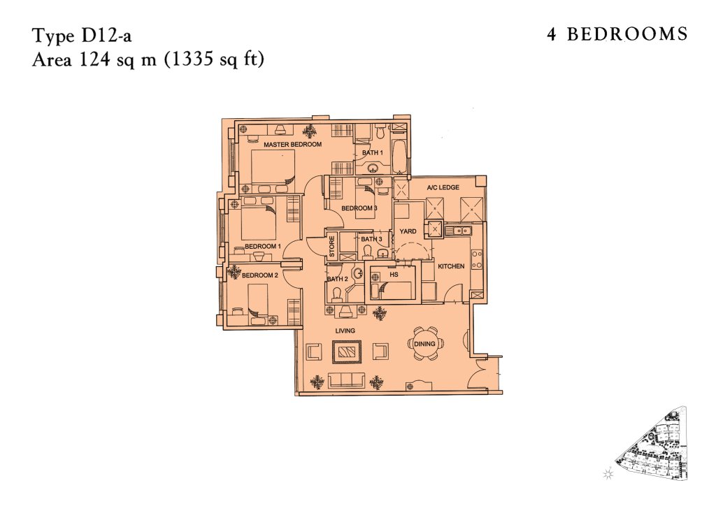 Yishun Sapphire floor plan 1,335 sqft Type D12-a